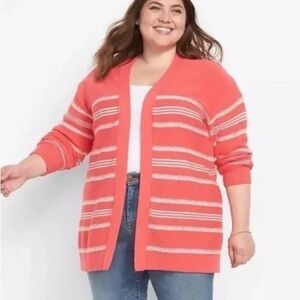Lane Bryant | Open-front Cardigan - Stripe Rogue Red Various Sizes Available